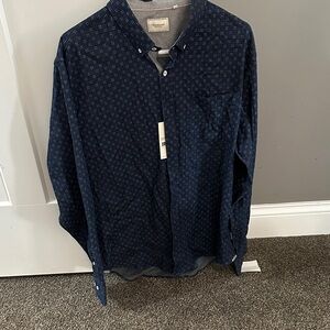 7 diamonds Dark Blue Patterned Casual Shirt